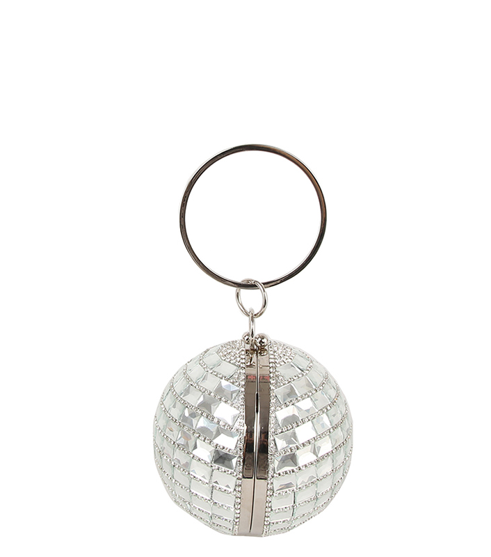 RHINESTONE METALLIC TOP HANDLE CROSSBODY BAG main image 1